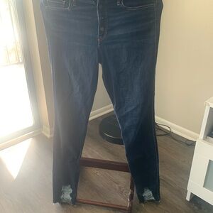 Women's Dark Blue Distressed Skinny Jeans